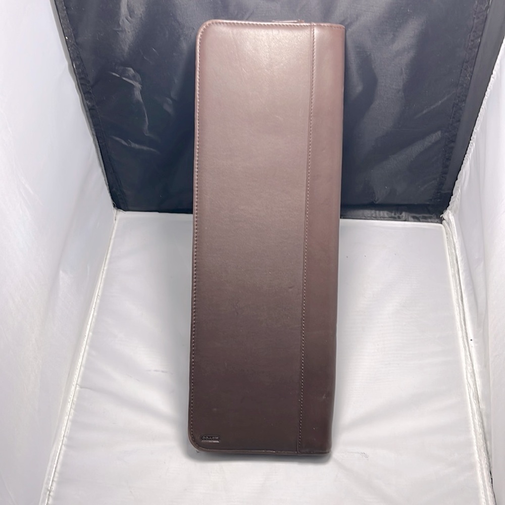 Coach, brown leather tie and cuff link travel case